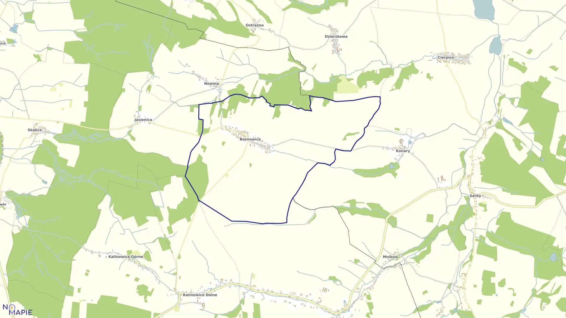 Mapa obrębu BOŻNOWICE w gminie Ziębice