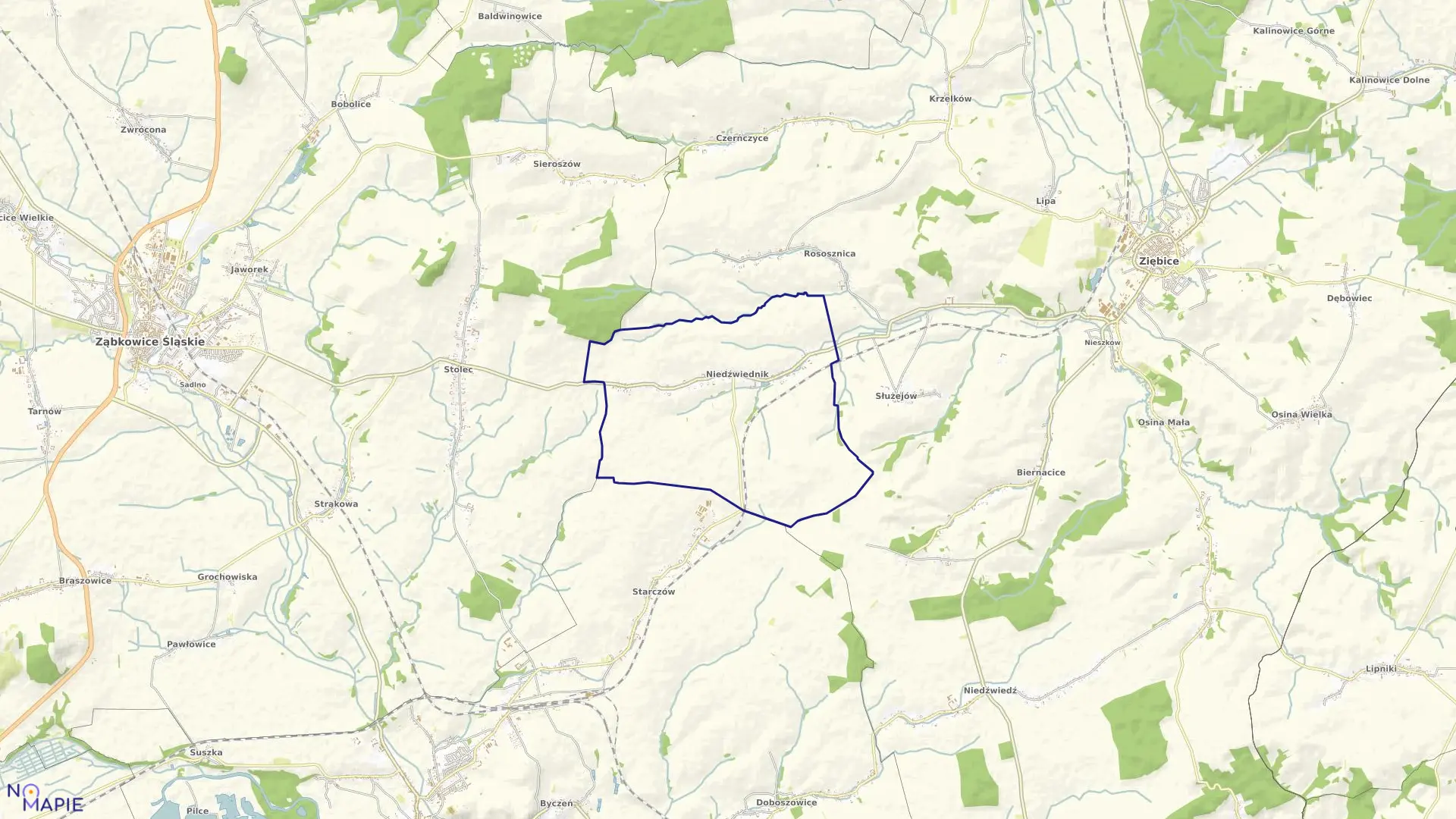 Mapa obrębu NIEDŹWIEDNIK w gminie Ziębice