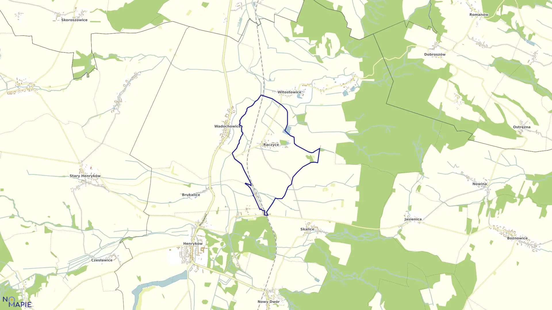 Mapa obrębu RACZYCE w gminie Ziębice