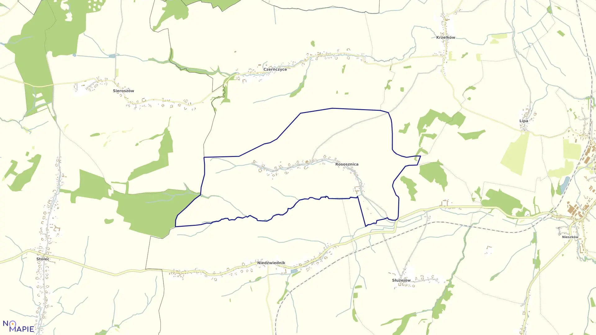 Mapa obrębu ROSOSZNICA w gminie Ziębice