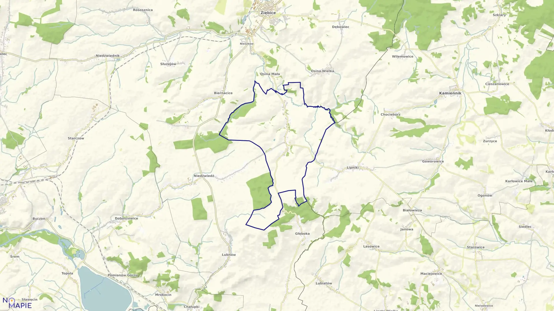 Mapa obrębu STARCZÓWEK w gminie Ziębice