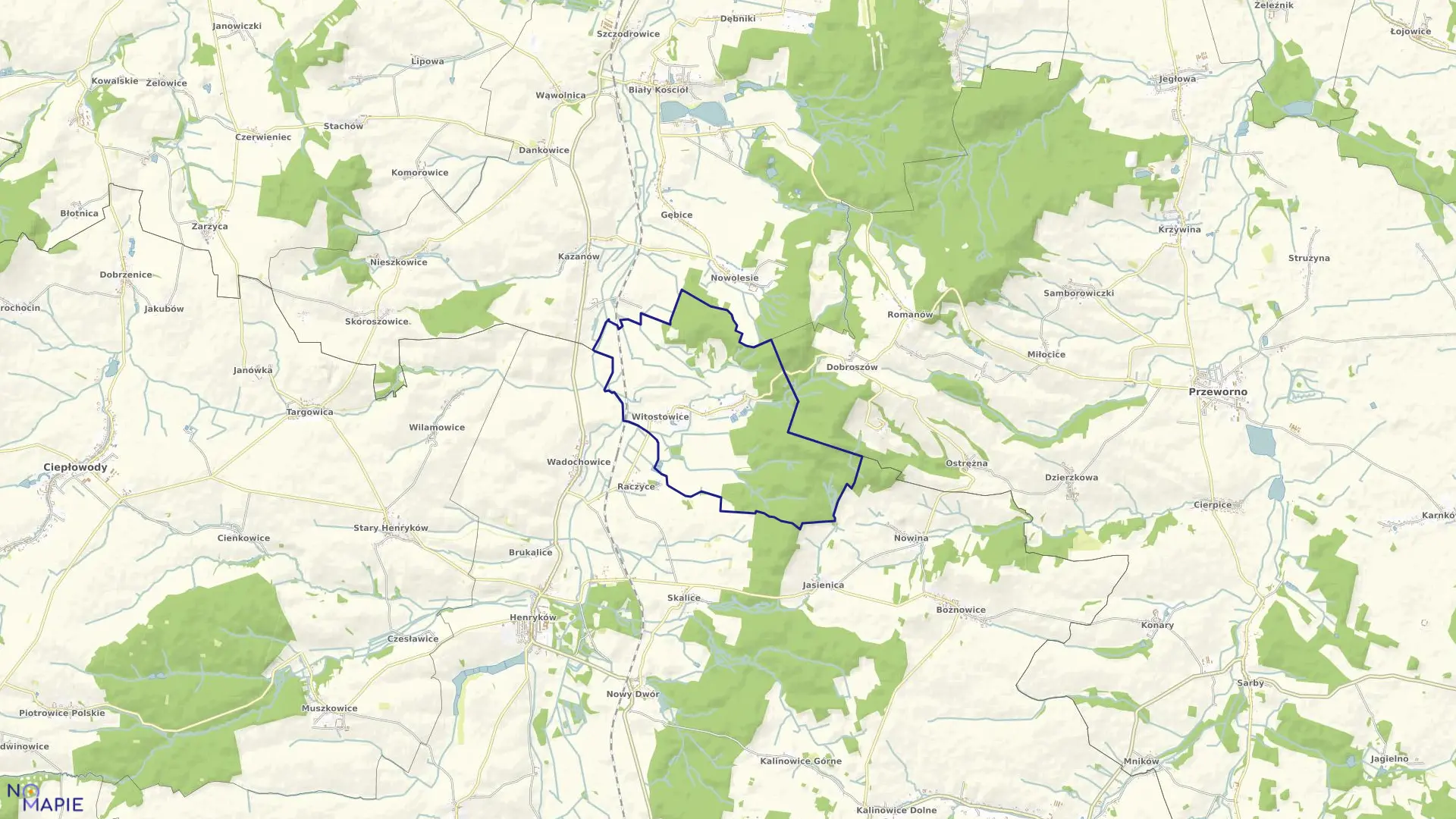 Mapa obrębu WITOSTOWICE w gminie Ziębice